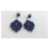 Sterling silver lapis and crystal earrings one