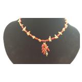 Sterling and coral necklace