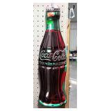 Coca-Cola metal advertising sign. Bottle shaped,