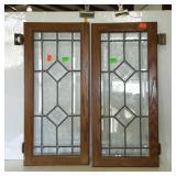Leaded glass cabinet doors. Oak wood with clear
