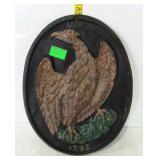Cast eagle plaque, 1792 and I. N. A. on front.