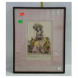 Framed and matted fashion print, 15 x 19