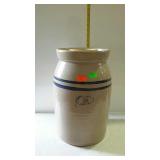 Crock butter churn, no paddle, marked Marshall