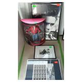 James Dean group, doll, pictures and Framed stamp