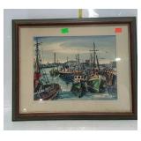 Print - Cape Cod harbor scene by Robert Brooks,