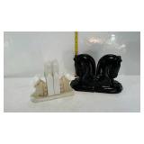 Bookends - ceramic horse heads, and marble siesta