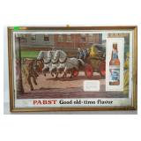Advertisement print- Pabst Blue Ribbon horse drawn
