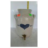 Stoneware beverage dispenser with lid and spout by