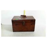 Wooden box with hinged lid - 14 x 9 x 9, lid has