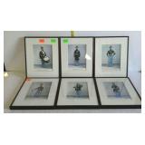 Six prints - military uniform scenes - framed &