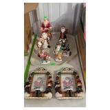 Christmas decor figurines and 2 Boyds photo frames