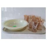 Glassware, includes colored drinking glasses, and