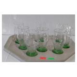 Glassware, includes all green and clear footed