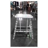 Stool, white painted with leaf design, measures