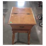 End stand, with lift up lid, measures 28 inches