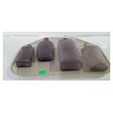 Bottles - purple glass,  two are flasks