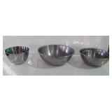 Stainless mixing bowls, seven total