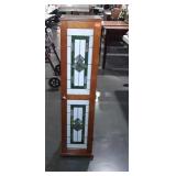 Storage cabinet, with slag glass front, measures