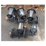 Five outdoor light fixtures, all have matching
