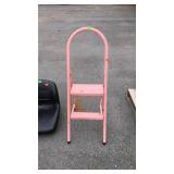 Pink metal folding step ladder