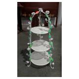 Plant stand, iron three shelf stand with trailing