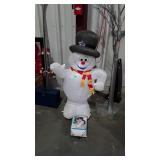 Inflatable snowman with box, 52 inches tall
