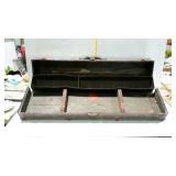 Carpenters tool box with metal edge strapping and
