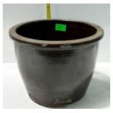 Brown glazed planter crock, minor rim chips - 9"