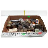 Trinkets - pocket knives, razors, flower frog,