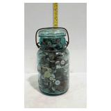 Quart of buttons - Ball Ideal blue glass canning