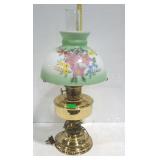 Aladdin oil lamp, electrified, brass with chimney