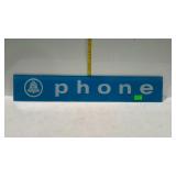 Bell System glass phone sign - 24 x 4.5