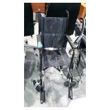 Portable wheel chair. Narrow seated, with tuck