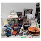 Household- clock, candle jar, ginger jar, coasters