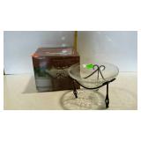 Home decor black iron stand with bowl and box - 8"