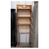 Pine over toilet shelving unit. Heart cutouts.