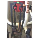 Fireplace set on stand and wood holder