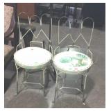 Pair of ice cream parlor chairs backs fold down