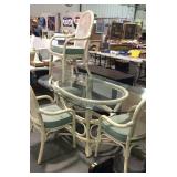 Sunroom table and chair set cushions show wear