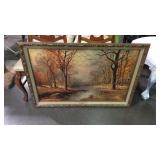 Framed picture signed print on board October Morn