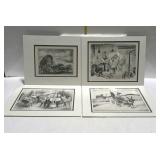 6 Prints & 4 photocopy prints - all double matted,