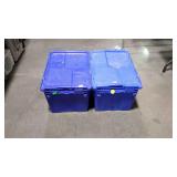 Two totes with locking lids - one is damaged