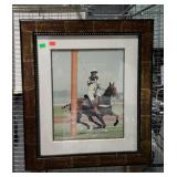 Photo print, polo horse scene, double framed -