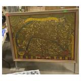Map - "Plan De Paris", framed - 39 x 31