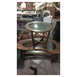 Two piece table lot with round end table and