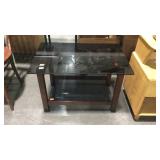 End table with smoked glass top & secondary shelf-