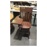 School desk style hip chair, painted brown
