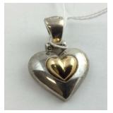 Sterling and 14k gold plate heart pendant
