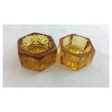 Two amber colored salt dips similar but not a
