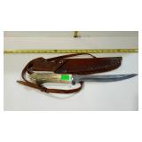 Silver Stag knife with leather sheath -  11" long